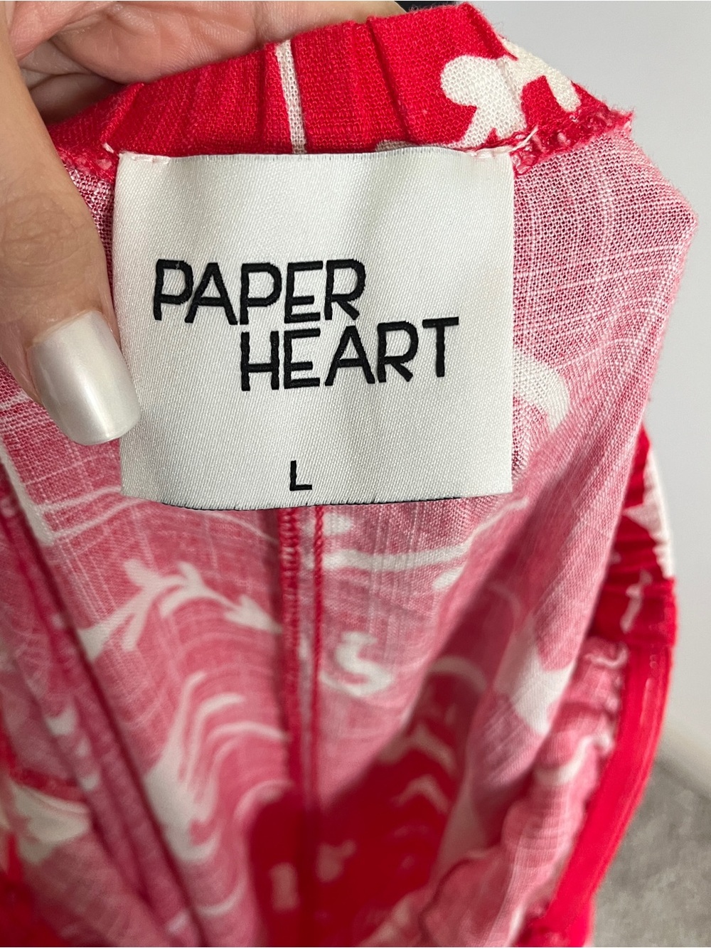 Paper Heart Strapless Red Tropical Wine Print Maxi Dress Sz L Resortwear Linen - Picture 4 of 8